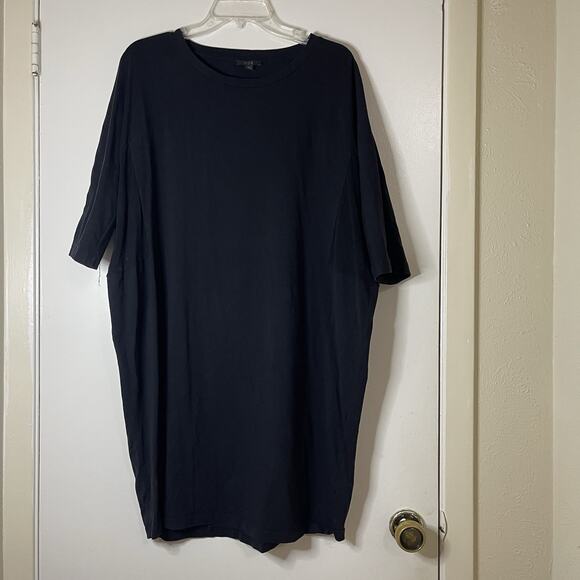 COS black oversized tunic shirt dress side mesh crew neck size medium - Picture 1 of 5